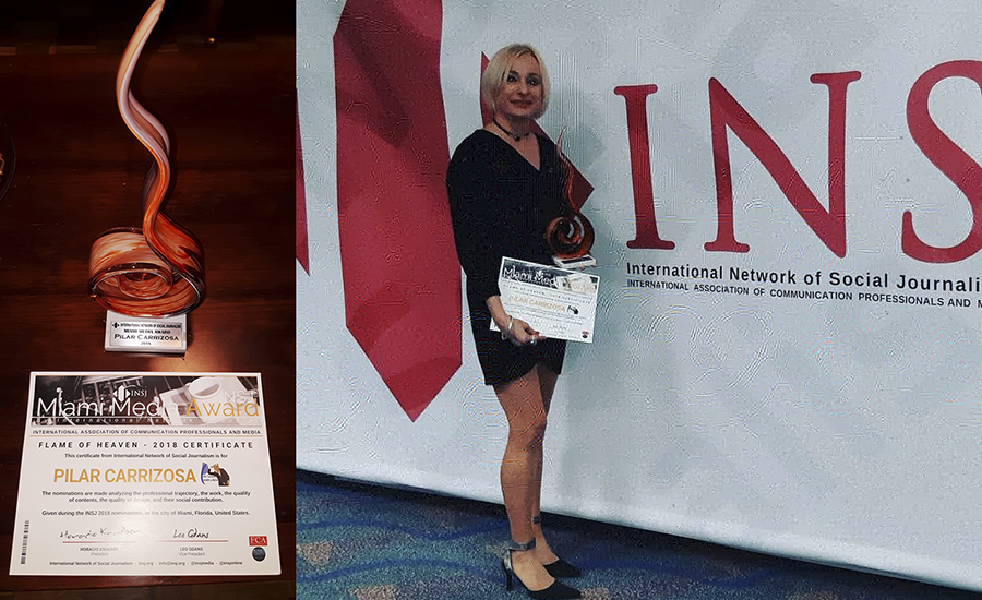 Pilar Carrizosa Ganadora  en los premios Miami Media Awards 2018